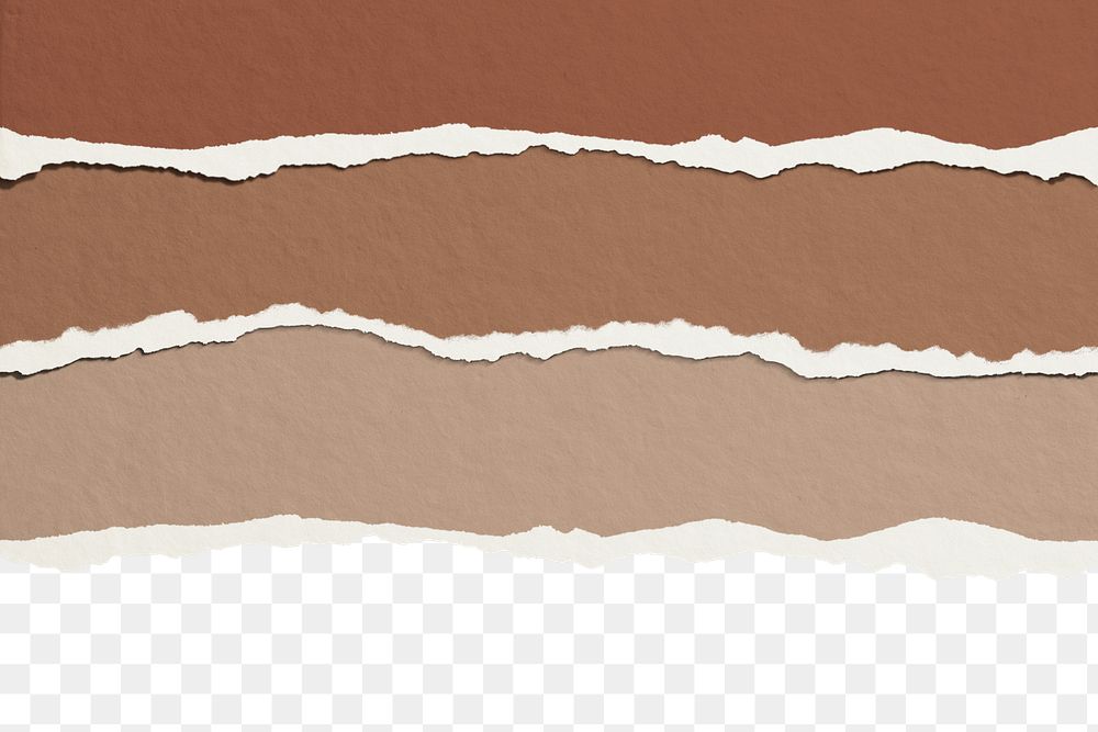 Brown shades png border, torn paper design, transparent background