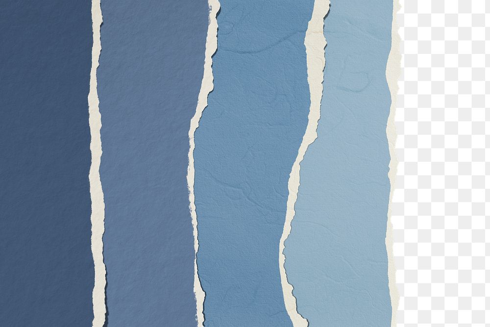 Blue shades png border, torn paper design, transparent background