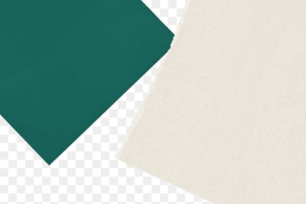 Green & white png torn paper, transparent background