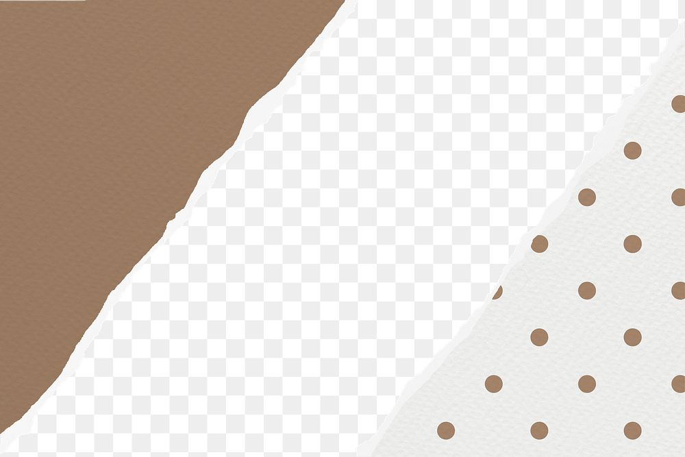 Brown tone png border, torn paper design, transparent background