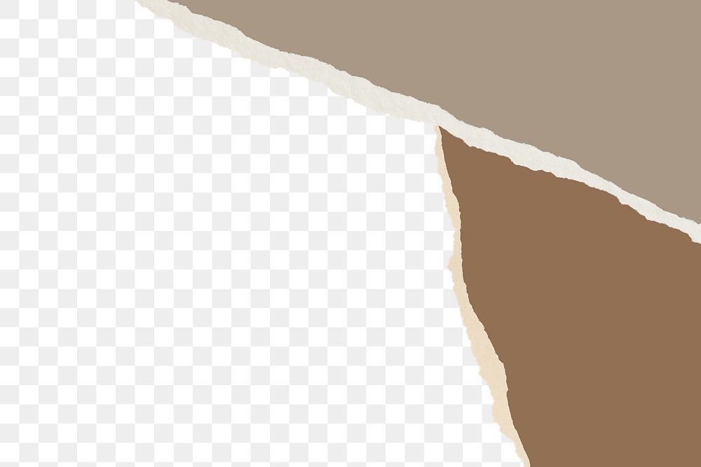 Brown tone png border, torn paper design, transparent background