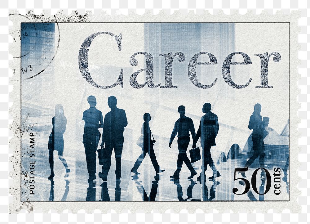 Career png post stamp sticker, business stationery, transparent background