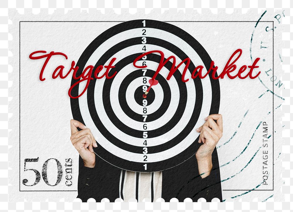 Target market png post stamp sticker, business stationery, transparent background
