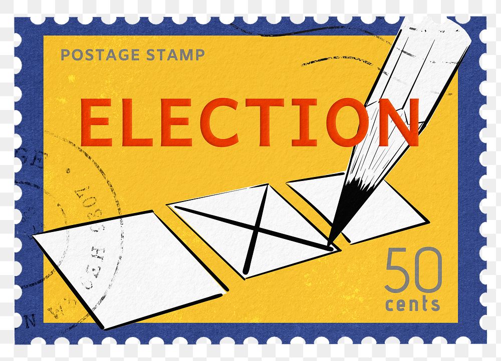 Election png post stamp sticker, business stationery, transparent background