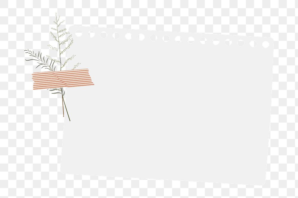 Png note paper frame, aesthetic design on transparent background