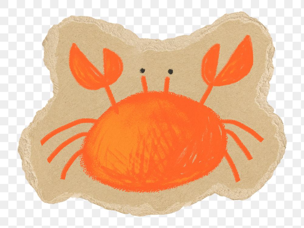 Crab png sticker, torn paper transparent background