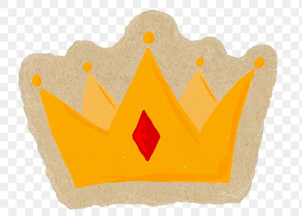 Crown png sticker, torn paper transparent background