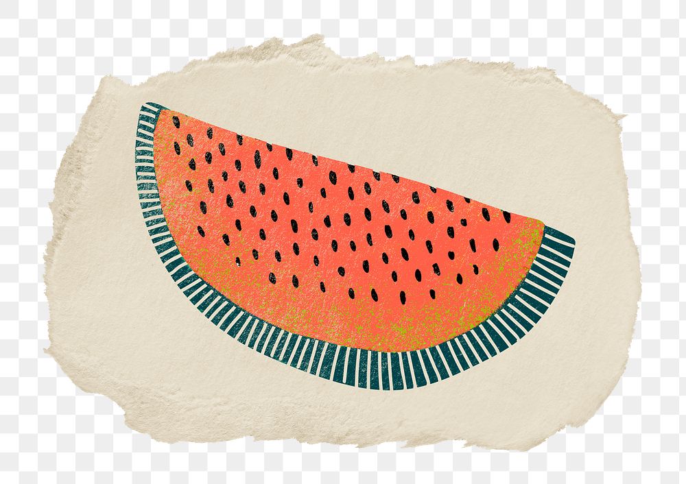 Watermelon doodle png sticker, transparent background
