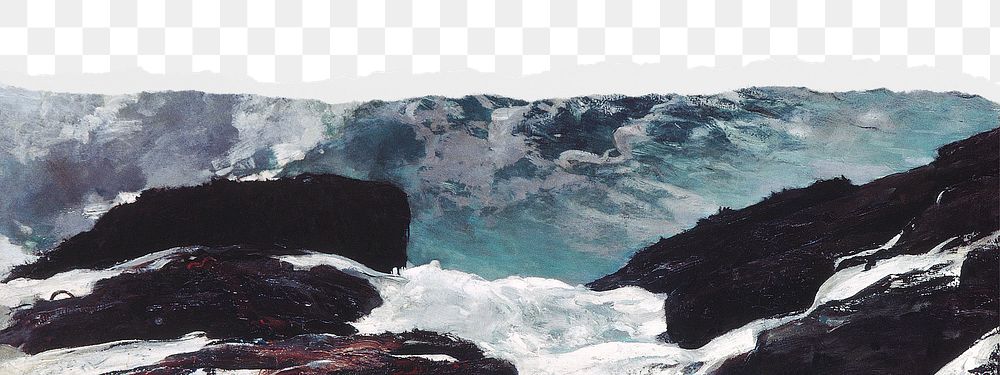 Png Winslow Homer's Northeaster border sticker, transparent background remixed by rawpixel 