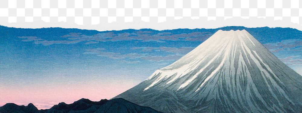 Png Hiroaki Takahashi's Mount Fuji border sticker, transparent background remixed by rawpixel 