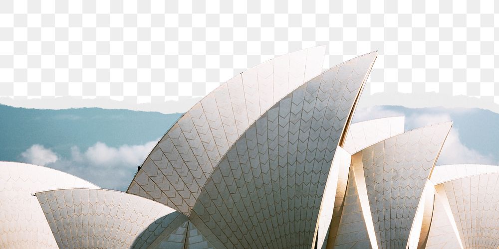 Opera House png border sticker on ripped paper transparent background