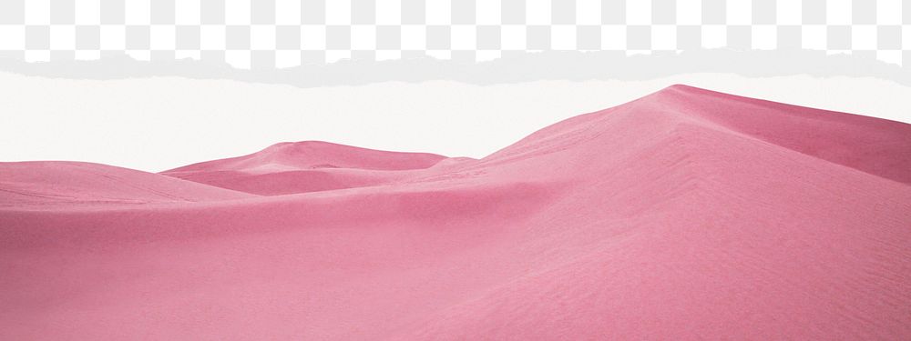 Pink sand png border sticker on ripped paper transparent background