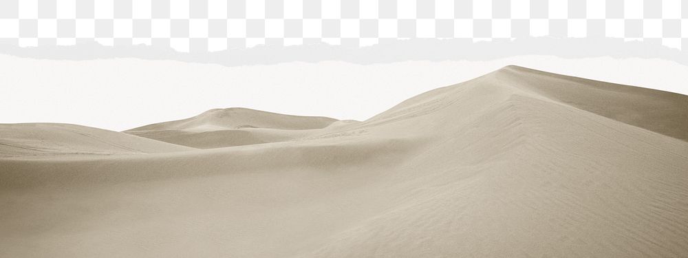 Sand dunes png border sticker on ripped paper transparent background