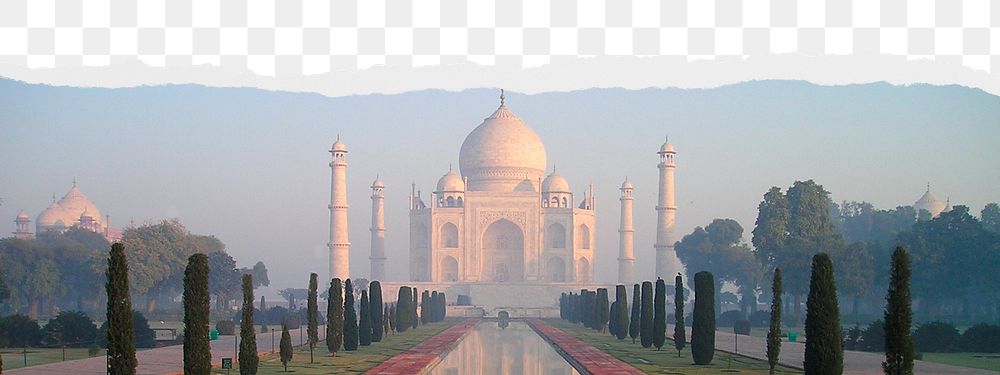 Taj Mahal png border sticker on ripped paper transparent background