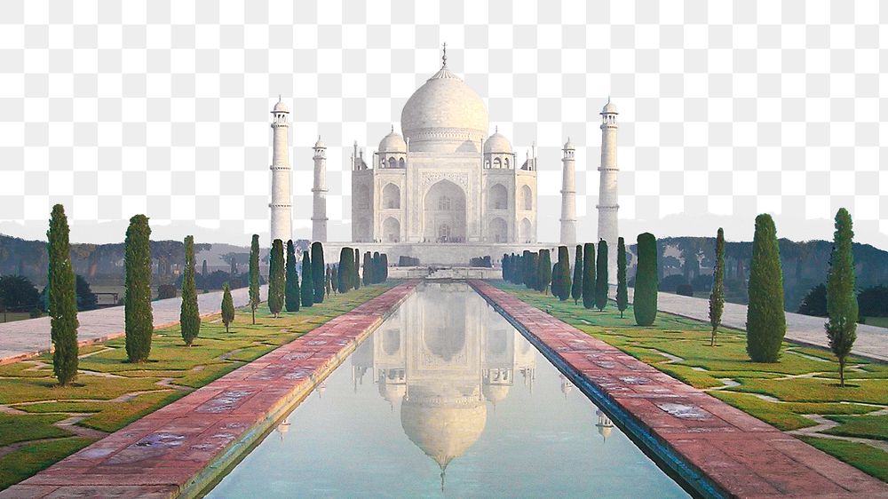 Taj Mahal png border sticker on ripped paper transparent background