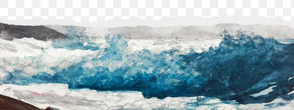 Png Winslow Homer's Prout&rsquo;s Neck, Breakers border sticker, transparent background remixed by rawpixel 