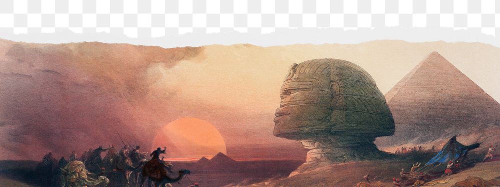 Png David Roberts's Desert of Gizeh border sticker, transparent background remixed by rawpixel 
