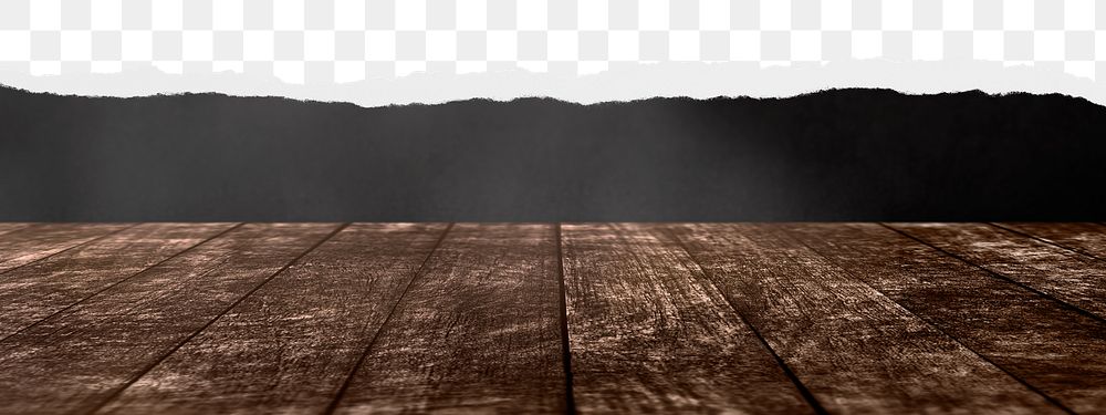 Wooden floor png border sticker on ripped paper transparent background