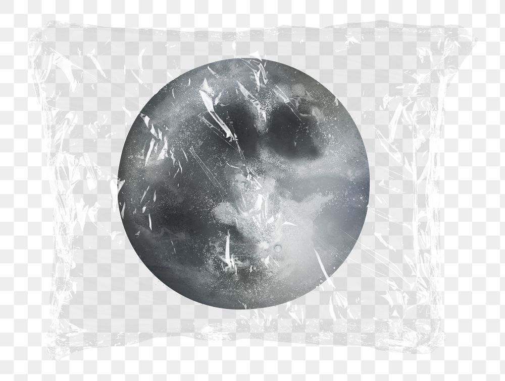 Moon planet png plastic bag sticker, galaxy concept art on transparent background