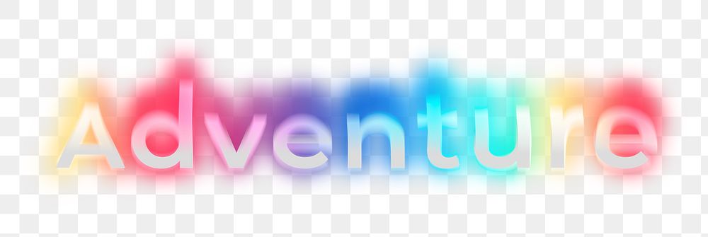Adventure png word sticker, neon psychedelic typography, transparent background