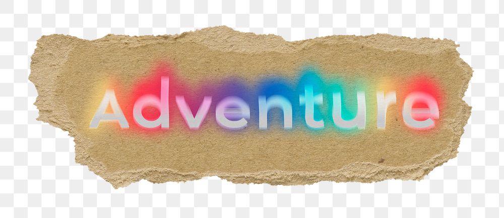 Adventure png ripped paper word sticker typography, transparent background