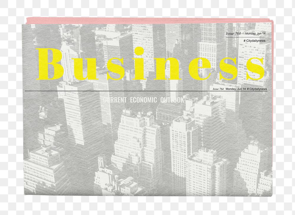 Professional business png newspaper sticker, modern nameplate design, transparent background