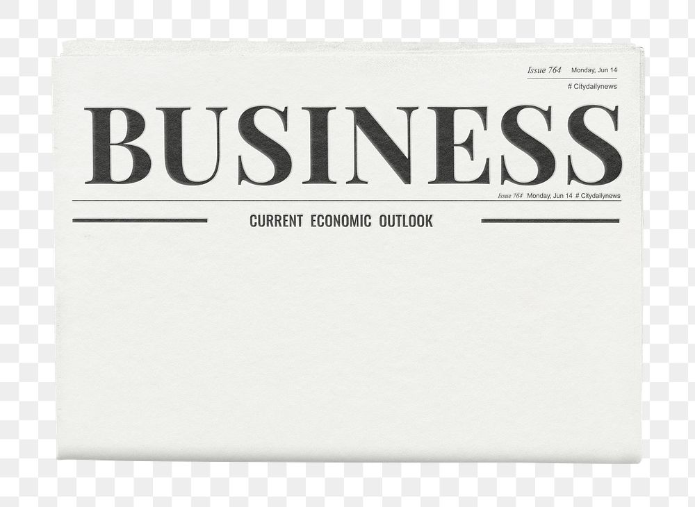 Minimal business png newspaper sticker, modern nameplate design, transparent background