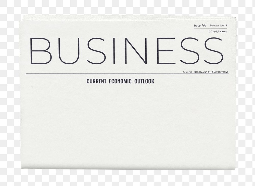 Minimal business png newspaper sticker, modern nameplate design, transparent background