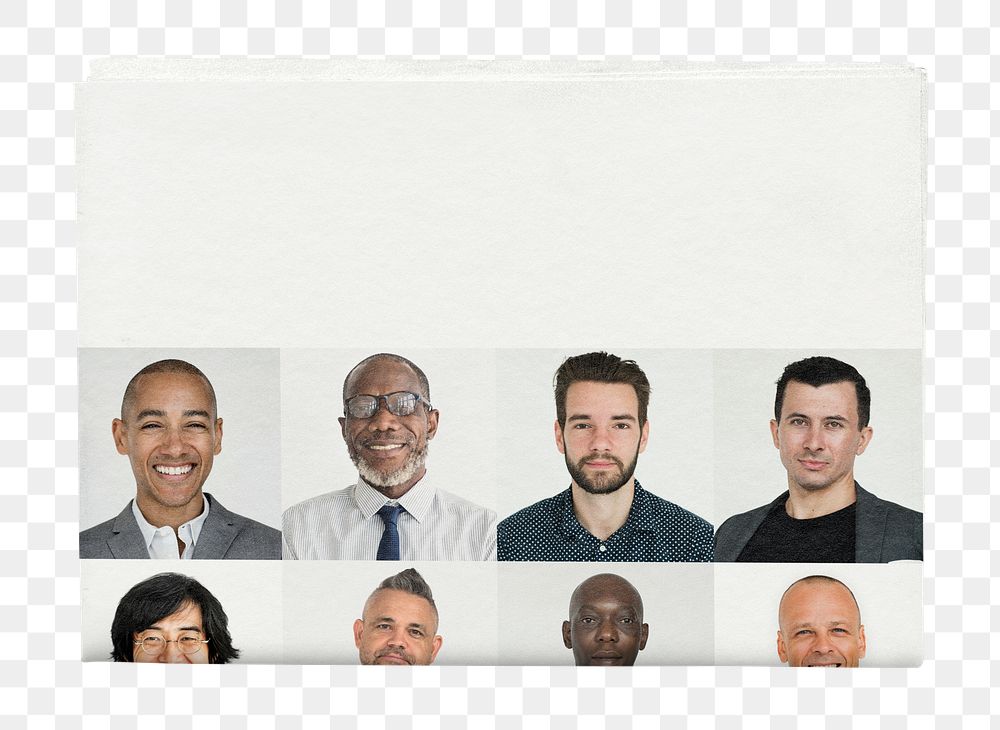 Diverse businessmen png newspaper sticker, workplace diversity photo, transparent background