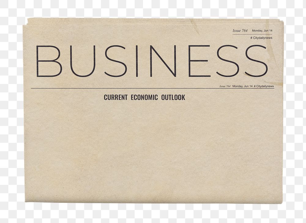 Vintage business png newspaper sticker, kraft design, transparent background