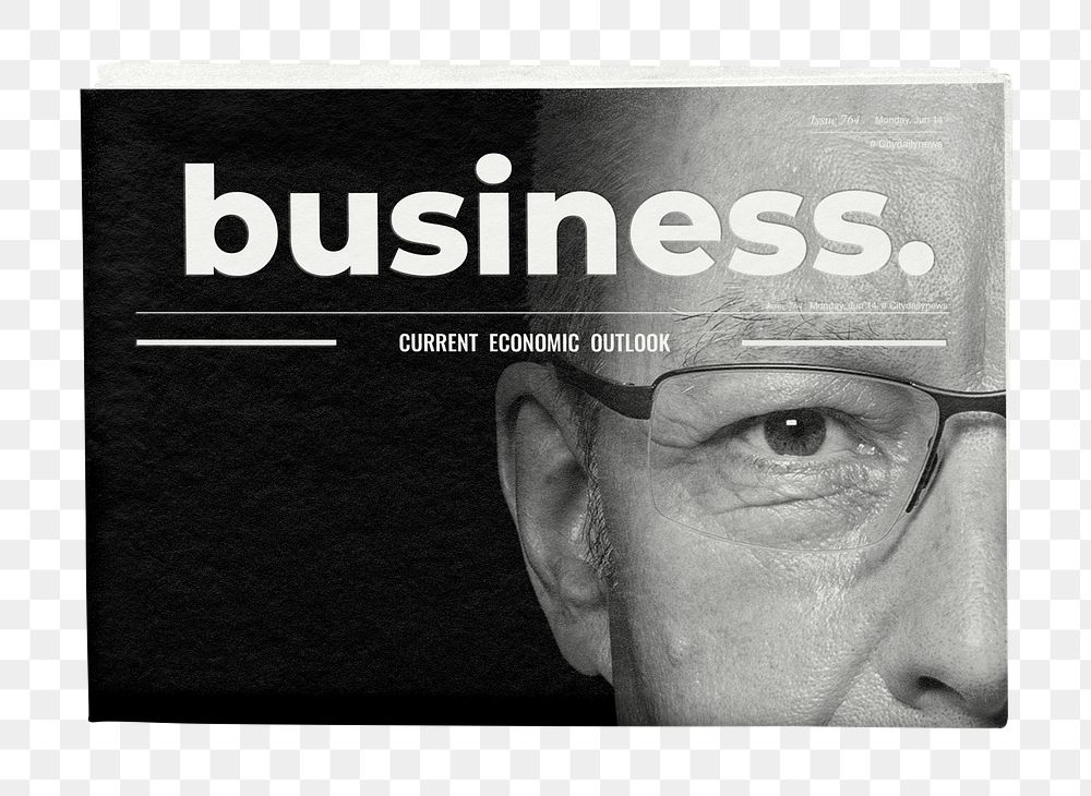 Successful entrepreneur png newspaper sticker, business headline, transparent background