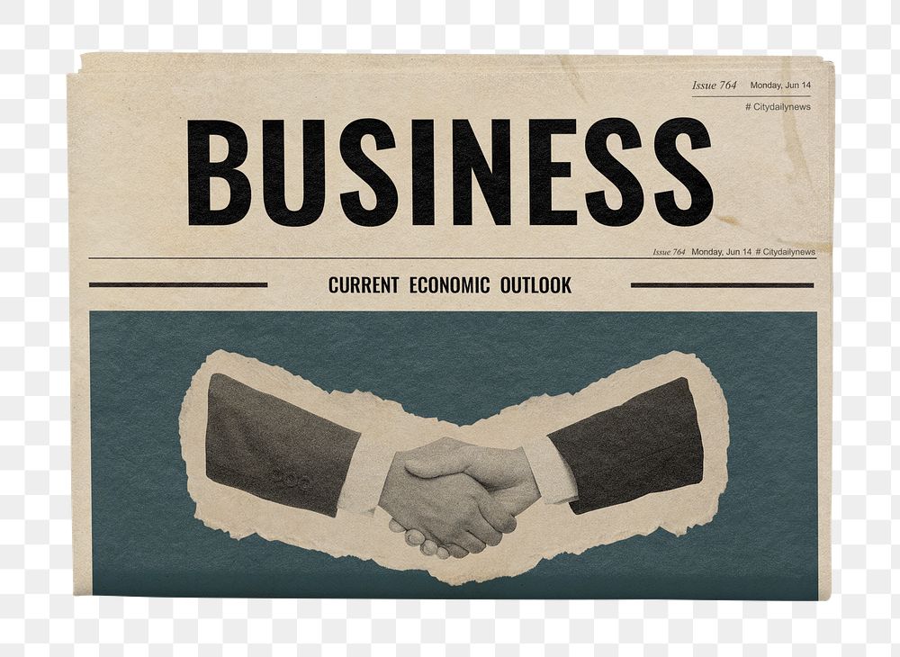 Business handshake newspaper, employment photo