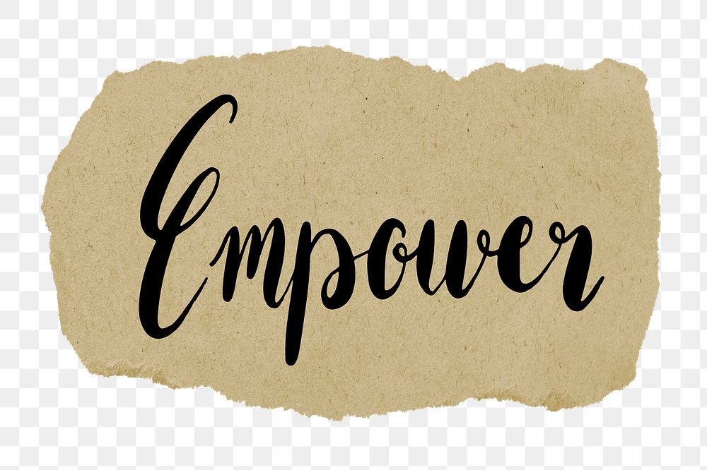 Empower png word sticker typography, transparent background