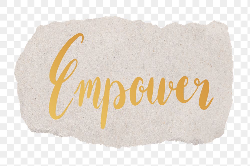 Empower png word sticker typography, transparent background