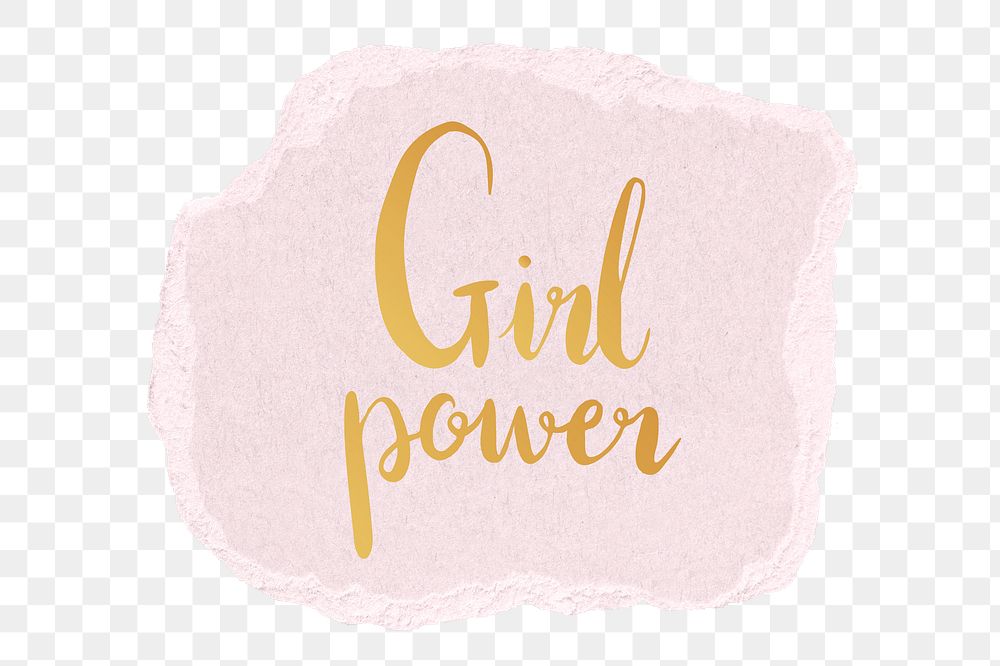 Girl power png word sticker typography, transparent background