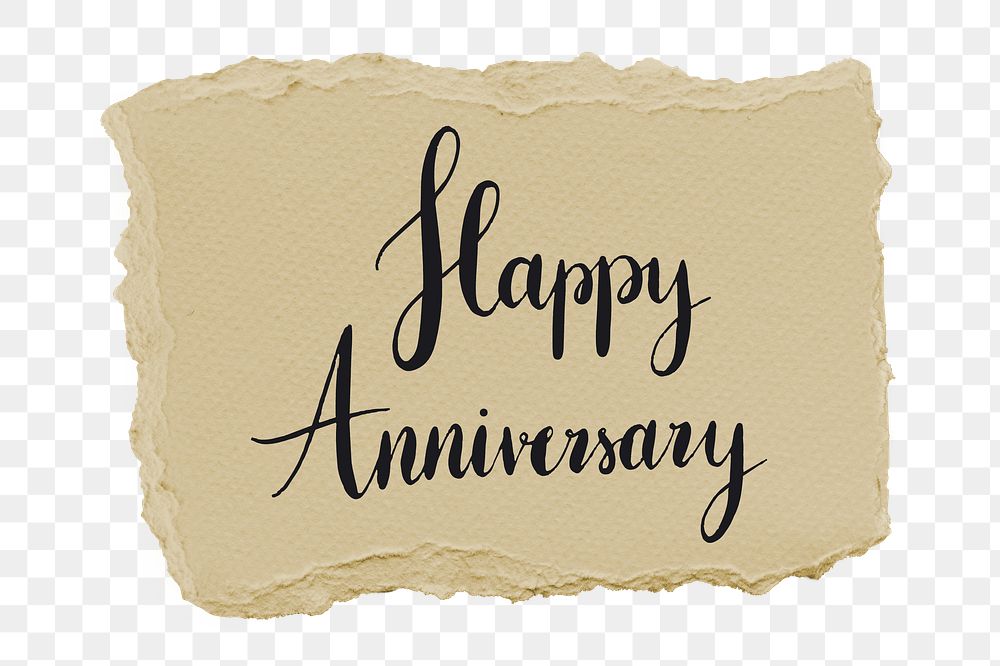Happy anniversary png word sticker typography, transparent background