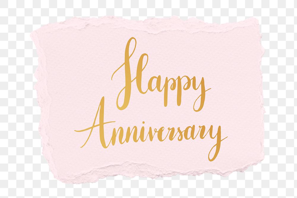 Happy anniversary png word sticker typography, transparent background