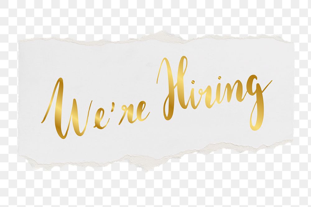 We're hiring png word sticker typography, transparent background