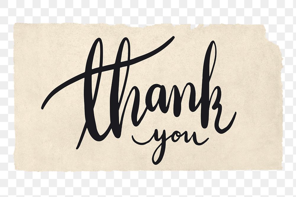 Thank you png word sticker typography, transparent background