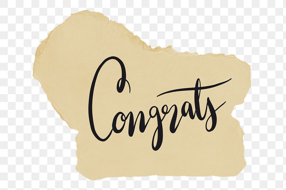 Congrats png word sticker typography, transparent background
