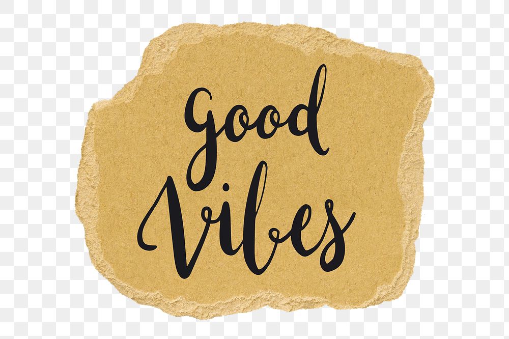 Good vibes png word sticker typography, transparent background