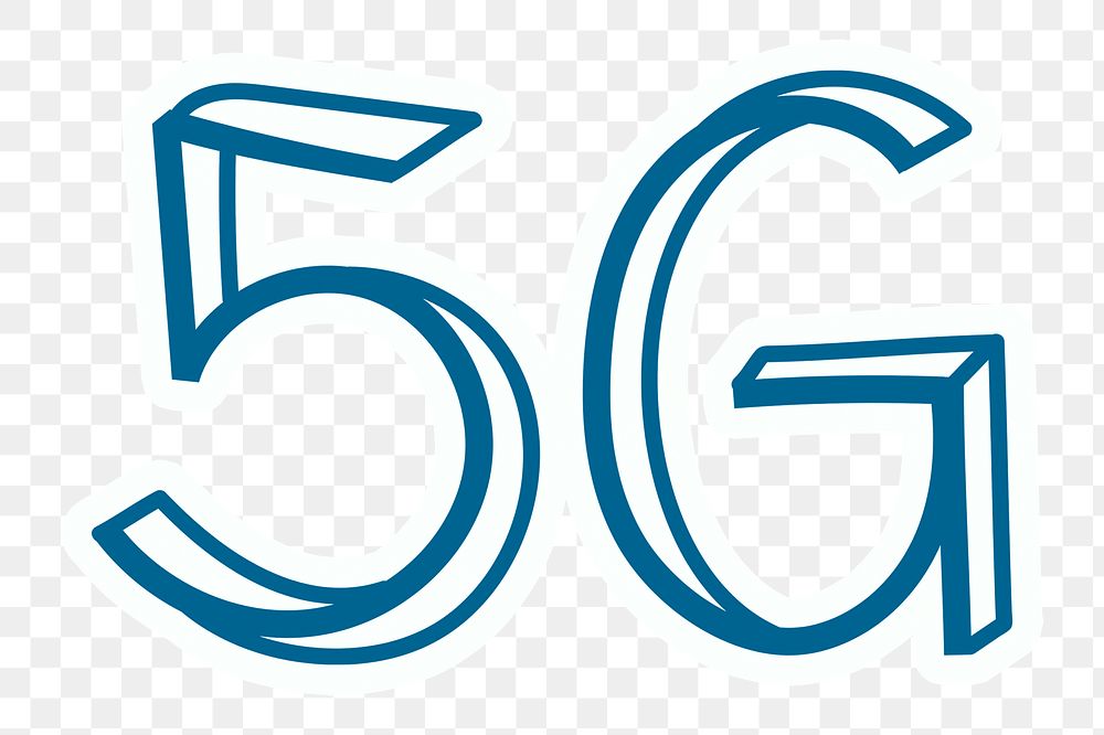 5G png word sticker typography, transparent background