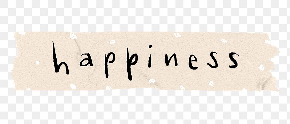 Happiness png word sticker, washi tape typography, transparent background