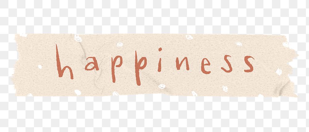 Happiness png word sticker, washi tape typography, transparent background