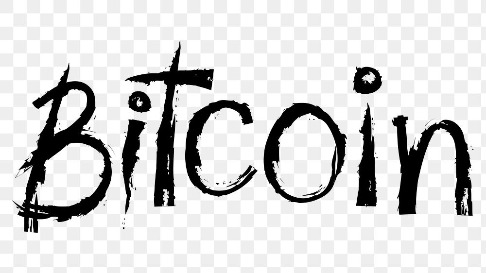 Bitcoin png word sticker, handwritten typography, transparent background