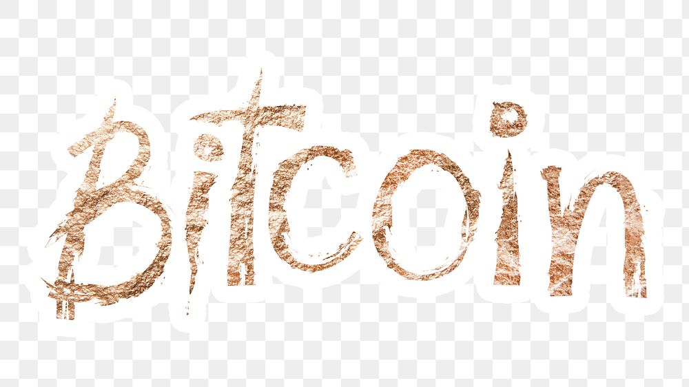 Bitcoin png word sticker typography, transparent background