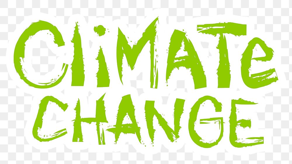 Climate change png word sticker typography, transparent background