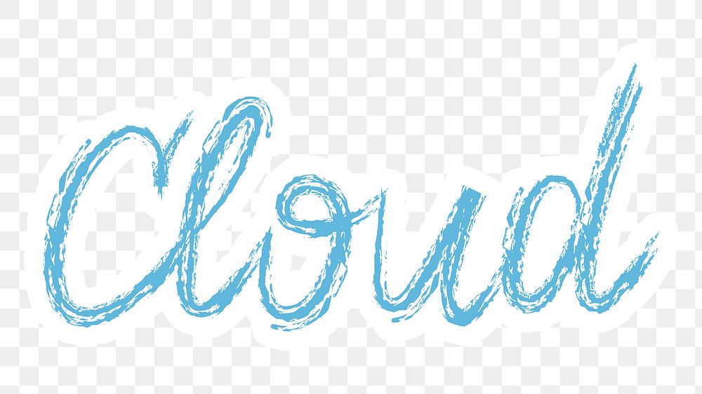 Cloud png word sticker typography, transparent background