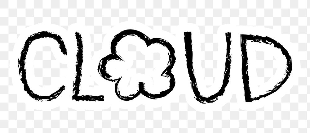 Cloud png word sticker typography, transparent background