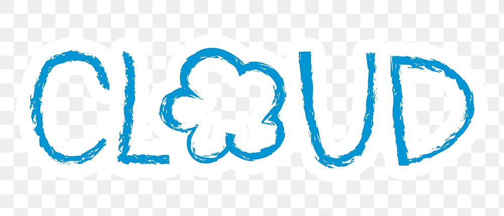 Cloud png word sticker typography, transparent background